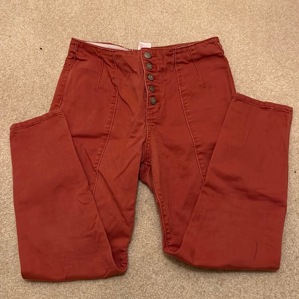 High Waisted Salmon Jean Pants